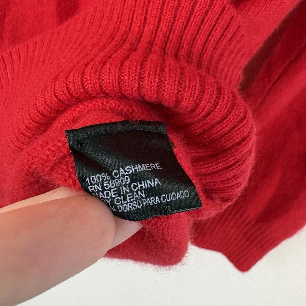Antonio Melani XL 100% Cashmere Sweater Tiffany Off Shoulder Red Luxury Holiday